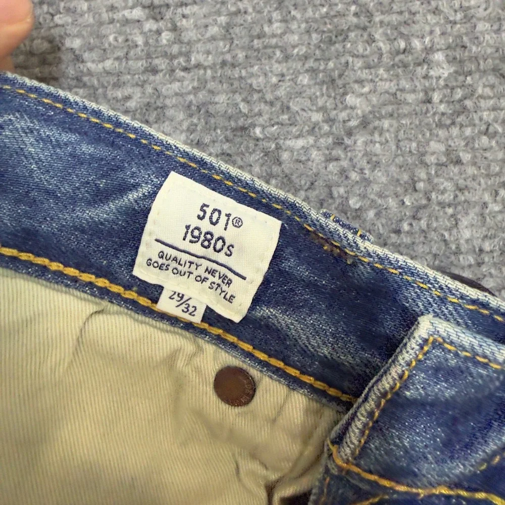 NWT Levis 501 1980s Made in Japan Selvedge Patchwork Jeans Blue Size 29x32